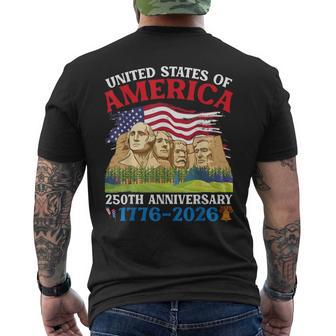Happy 250 Anniversary From 1776 To 2026 Mount Rushmore Flag Men's T-shirt Back Print - Thegiftio UK