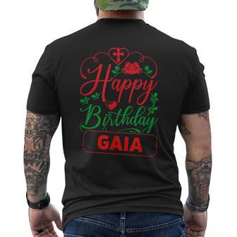 Happy Birthday Gaia かわいいクリスマスガイア メンズTシャツ バックプリント - Kawaiitshirt