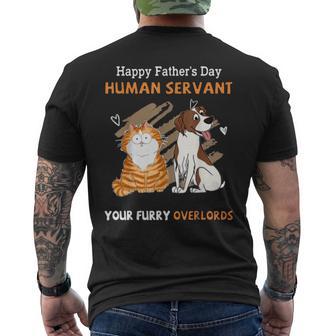Happy Father's Day Human Servant Your Furry Overlords Men's T-shirt Back Print - Monsterry