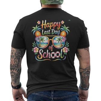 Happy Last Day Of School Tropical Pineapple Cute Tie Dye Men's T-shirt Back Print - Thegiftio