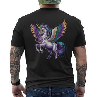 Happy Mardi Gras ユニコーンマスク ニューオーリンズフェスティバル メンズTシャツ バックプリント - Kawaiitshirt