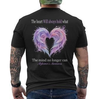 The Heart Will Always Hold Alzheimer’S Awareness Purple Men's T-shirt Back Print - Monsterry