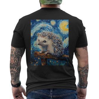 Hedgehog Van Gogh Style Starry Night Cute Graphic Men's T-shirt Back Print - Thegiftio UK