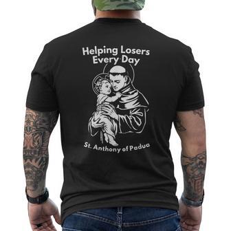 Helping Losers Every Day St Anthony Of Padua Faith Men's T-shirt Back Print - Monsterry