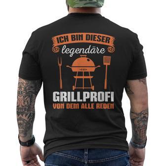 Herren Grillen Bbq Party Grillsaison Legendärer Grillprofi T-Shirt mit Rückendruck - Seseable