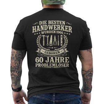 Herren Jahrgang 1966 Bester Handwerker 60 Geburtstag T-Shirt mit Rückendruck - Seseable