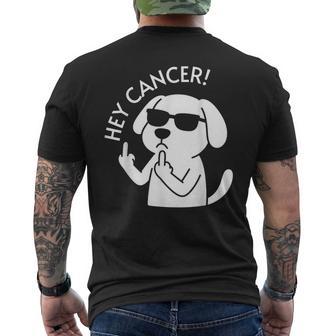 Hey Cancer Cool Dog With Sunglasses Middle Finger Men's T-shirt Back Print - Thegiftio UK