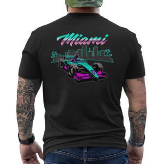 High Speed Racing With Fast Car And Miami Vibes Men's T-shirt Back Print - Thegiftio UK