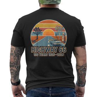 Highway 66 100 Years 1926-2026 Classic Car Lover Anniversary Men's T-shirt Back Print | Seseable CA