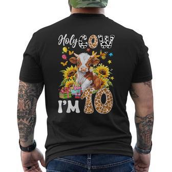 Holy Cow I'm 10 Years Old Farm Cow Sunflowers 10Th Birthday Men's T-shirt Back Print - Thegiftio