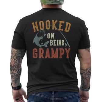 Hooked On Being Grampy Father's Day Fishing Grampy Men's T-shirt Back Print - Monsterry UK
