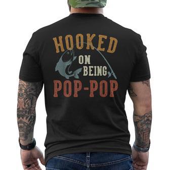 Hooked On Being Pop-Pop Father's Day Fishing Pop-Pop Men's T-shirt Back Print - Monsterry UK