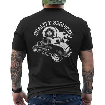 Hot Rodervice クラシック オールドアメリカンカー 自動車ガレージ メンズTシャツ バックプリント - Kawaiitshirt