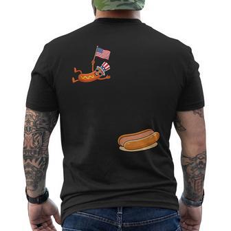 Hotdog Freedom Dive Uncle Sam Hot Dog Jumping Into Bun Men's T-shirt Back Print - Monsterry UK