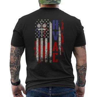 Hvac Techniacian Usa Flag Vintage Fathers Day On Back Men's T-shirt Back Print - Thegiftio UK