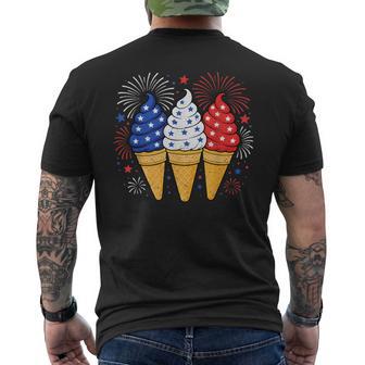 Ice Cream Patriotic American Usa Flag Fourth Of July Kids Men's T-shirt Back Print | Seseable UK