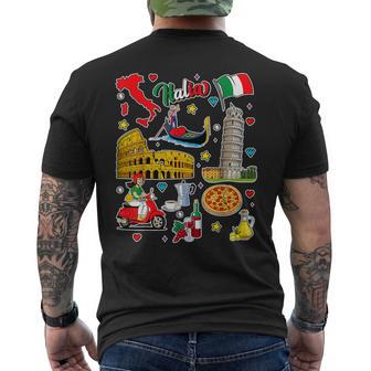 Iconos Italianos Lindo Recuerdo Deiaje De Italia Para Los Amantes De Italia Camiseta Hombre Estampado Espalda - Regaloses