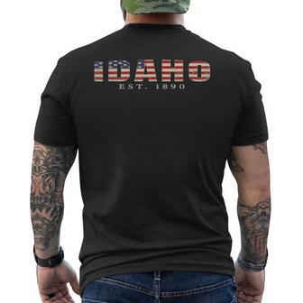 Idaho With US Flag Idaho Est 1890 Celebration Day Men's T-shirt Back Print - Thegiftio UK