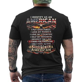 I Identify As An American I Put God First Men's T-shirt Back Print - Thegiftio UK