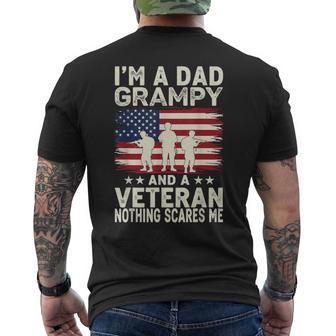 I'm A Dad Grampy And A Veteran Nothing Scares Me Fathers Day Men's T-shirt Back Print - Monsterry