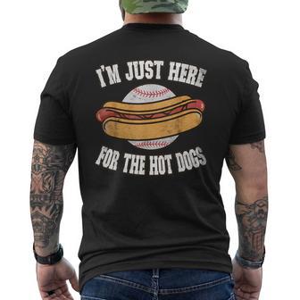 I'm Just Here For The Hot Dogs Ballpark Playing Baseball Men's T-shirt Back Print - Monsterry