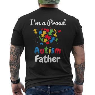I'm A Proud Autism Father Dad Heart Men's T-shirt Back Print - Monsterry