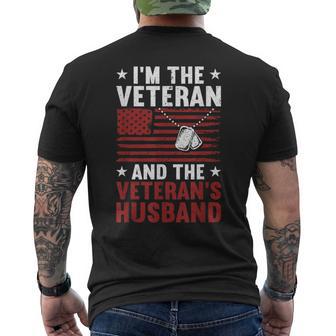 I'm Veteran And The Veteran's Husband American Veteran Dad Men's T-shirt Back Print - Monsterry UK