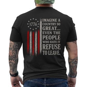 Imagine A Country So Great Patriotic Vintage Flag Quote Men's T-shirt Back Print | Mazezy
