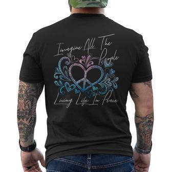 Imagine Hippie People Living Life In Peace And Love メンズTシャツ バックプリント - Kawaiitshirt