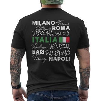 Italia Ciudad Retro Recuerdoacacionesintage Bandera Camiseta Hombre Estampado Espalda - Regaloses