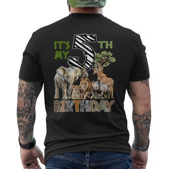 It’S My 5Th Birthday Boy Safari Jungle Theme 5 Years Old Zoo Men's T-shirt Back Print - Thegiftio UK