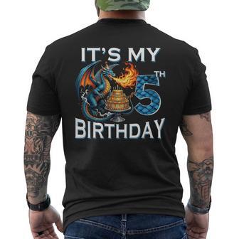 It's My 5Th Birthday Dragon Party Dragon Lover 5 Years Old Men's T-shirt Back Print | Mazezy