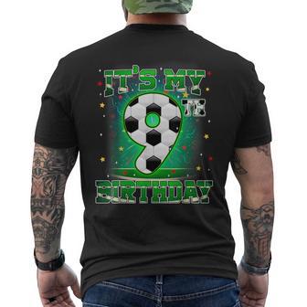 Its My 9Th Birthday Boys Soccer 9 Years Old Party Matching Men's T-shirt Back Print - Thegiftio