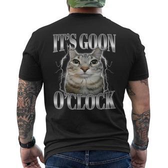 It's Goon O'clock Silly Staring Cat Gen-Z Meme Humor Men's T-shirt Back Print - Thegiftio UK