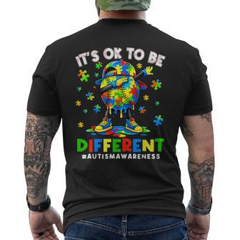 It's Ok To Be Different Baseball Dabbing Autism Awareness Men's T-shirt Back Print - Thegiftio UK