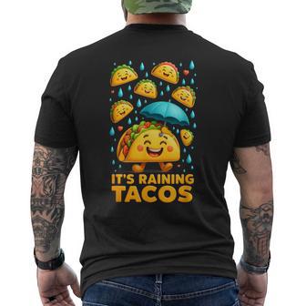 It’S Raining Tacos Happy Taco Falling From A Sky With Joy Men's T-shirt Back Print - Thegiftio