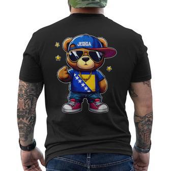 Jebiga Cute Teddy Bear Bosnian Flag Bih Bosna Men's T-shirt Back Print - Thegiftio UK