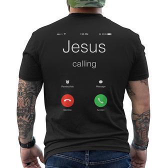 Jesus Calling Jesus Phone クリスチャンtシャツ メンズTシャツ バックプリント - Kawaiitshirt
