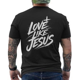 Jesus Love Like Jesus 十字架 クリスチャン メンズTシャツ バックプリント - Kawaiitshirt