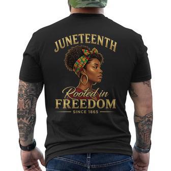 Junenth Rooted In Freedom Since 1865 Black History Men's T-shirt Back Print - Monsterry