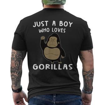 Just A Boy Who Loves Gorillas Gorilla Lover メンズTシャツ バックプリント - Kawaiitshirt