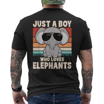 Just A Boy Who Loves Elephants Elephant Boys Kids Men's T-shirt Back Print - Thegiftio UK