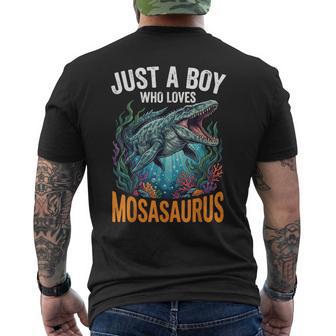Just A Boy Who Loves Mosasaurus Men's T-shirt Back Print - Thegiftio UK