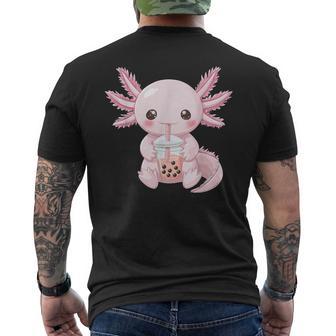 Kawaii Anime Axolotl Boba Men's T-shirt Back Print - Thegiftio