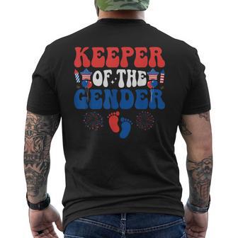Keeper Of The Gender 4Th Of July Gender Reveal Family Party Men's T-shirt Back Print - Thegiftio UK