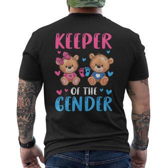 Keeper Of The Gender Reveal Baby Bear Pink Or Blue Men's T-shirt Back Print - Thegiftio UK