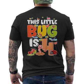 Kids 4Th Bug Birthday Four Year Old Bugs Birthday Insects Men's T-shirt Back Print - Thegiftio UK