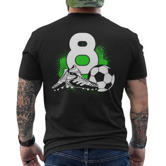 Kids 8 Years Old Boy 8Th Birthday Bday Soccer Men's T-shirt Back Print - Thegiftio