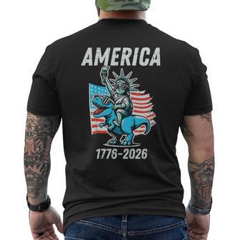 Kids America Statue Liberty Dino 250Th Anniversary Usa Boys Kids Men's T-shirt Back Print - Thegiftio UK