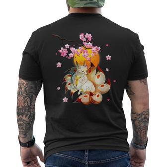 Kitsune-Fox Renard Japonais À Neuf Queues Fleurs De Cerisier T-shirt imprimé au dos - Cadeauxyz